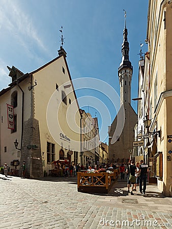 People on the Old square in Tallinn, Estonia Editorial Stock Photo