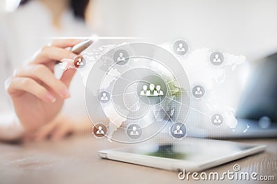 People organisation structure. HR. Human resources and recruitment. Communication, internet technology. Business concept Stock Photo