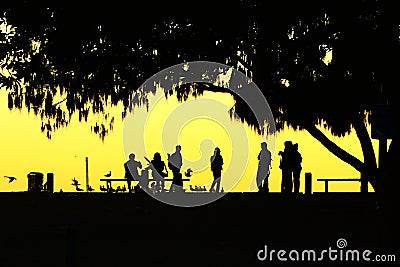 People in dusk outline Stock Photo