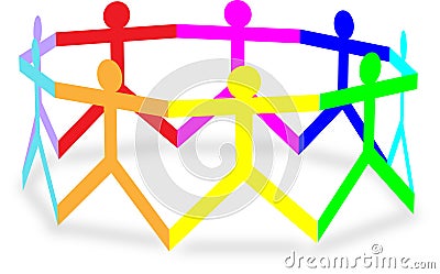 People paper friend chain different races Stock Photo