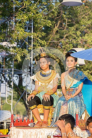 People parade in Loy Krathong festival Editorial Stock Photo