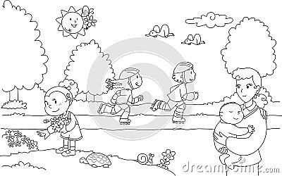 People at the park Vector Illustration