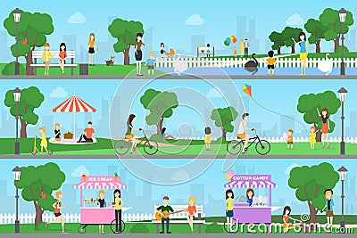 People at park. Vector Illustration