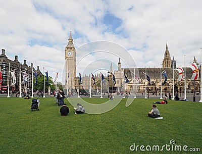 People in Parliament Square green in London Editorial Stock Photo