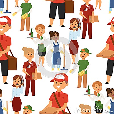 People part-time job professions vector set characters temporary job recruitment concept. Different workers or time Vector Illustration