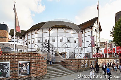 People passing near The Globe Theater in London Editorial Stock Photo