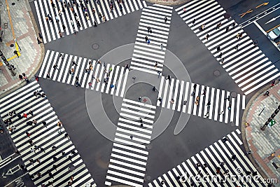 People passing the street crossing in Ginza district Editorial Stock Photo