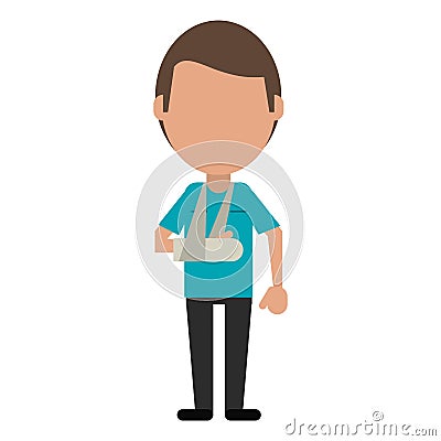 People patient broken arm Vector Illustration