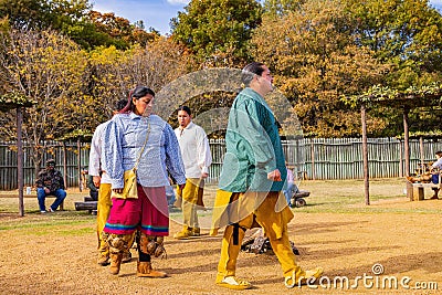 People performance traditional dance in Chickasaw Cultural Center Editorial Stock Photo