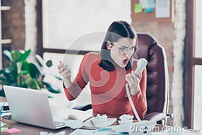 People person contract documents handset employment problem staff corporate executive concept. Unhappy sad upset irritated Stock Photo