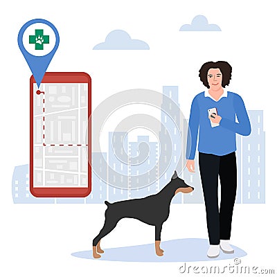 People Pet Dog Veterinary clinic Medical support Vector Illustration