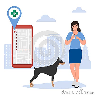 People Pet Dog Veterinary clinic Medical support Vector Illustration