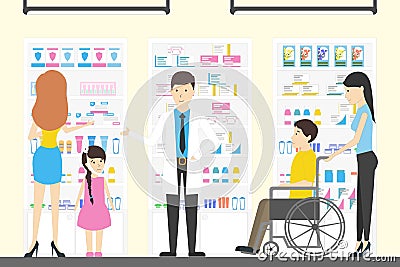 People in pharmacy store. Vector Illustration