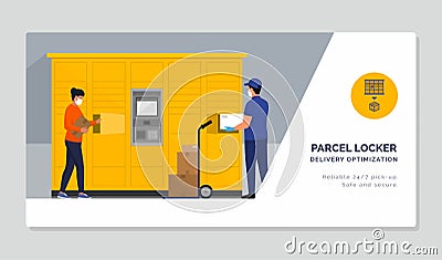 People picking up boxes in the parcel delivery locker Vector Illustration