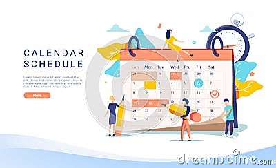 People planning concept. Entrepreneurship and calendar schedule planning with filling course campaign. Vector illustrations Cartoon Illustration