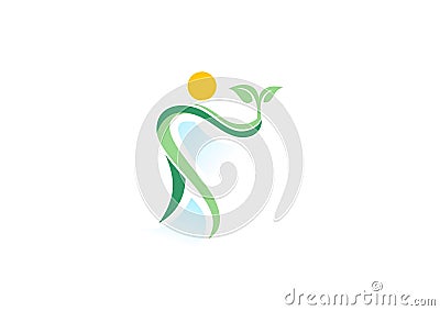 People,plant,spa,logo,natural health wellness,ecology symbol icon Vector Illustration