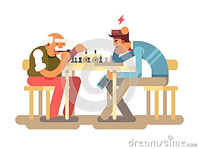 People play chess game Vector Illustration