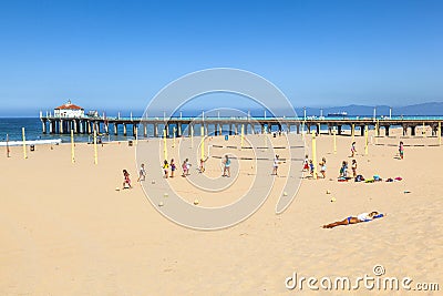 People play volleyball and train at Editorial Stock Photo