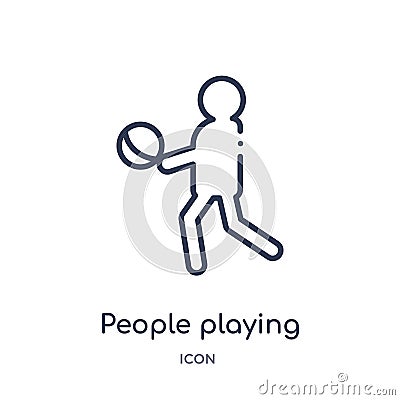 people playing ball icon from recreational games outline collection. Thin line people playing ball icon isolated on white Vector Illustration