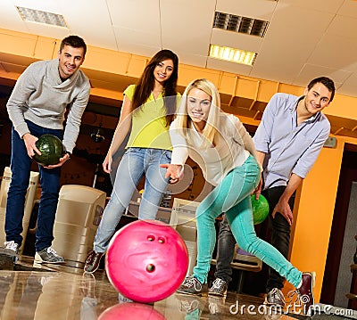 People playing bowling Stock Photo