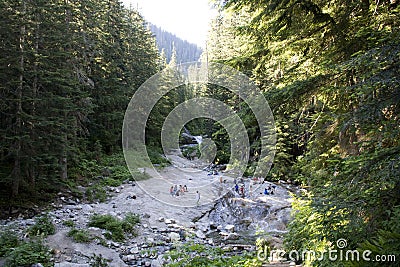 People playing at Denny Creek Editorial Stock Photo