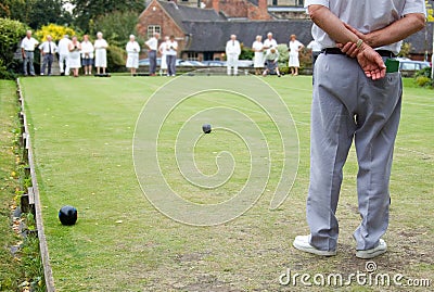 People playing Flat Lawn Bowls Stock Photo