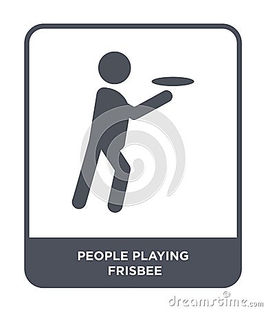 people playing frisbee icon in trendy design style. people playing frisbee icon isolated on white background. people playing Vector Illustration