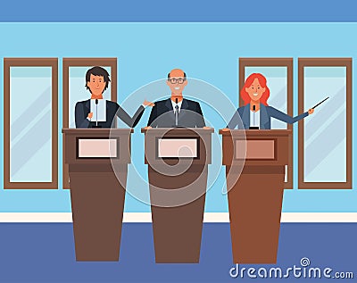 People in podiums Vector Illustration