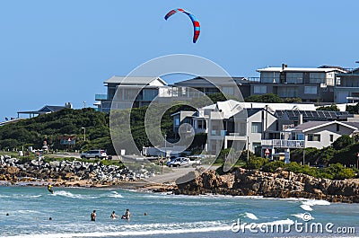 People practicing kitesurf at Buffalo bay on South Africa Editorial Stock Photo
