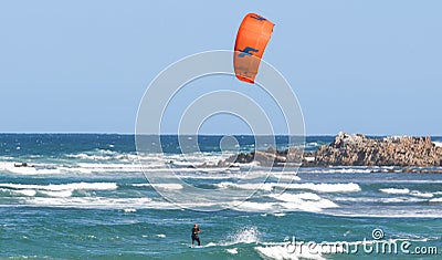 People practicing kitesurf at Buffalo bay on South Africa Editorial Stock Photo