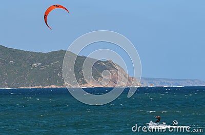 People practicing kitesurf at Buffalo bay on South Africa Editorial Stock Photo