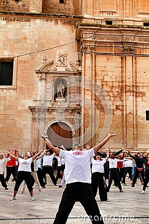 People practicing Tai Chi in Elche Editorial Stock Photo