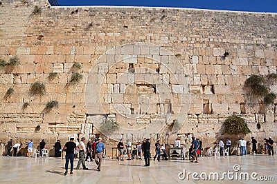 People pray a the Western Wall Editorial Stock Photo