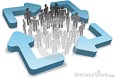People in process management recycle cycle arrows Vector Illustration