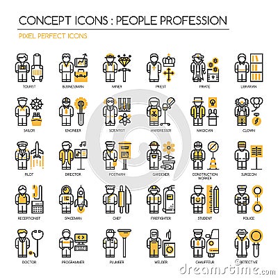 People Profession , Pixel Perfect Icons Vector Illustration