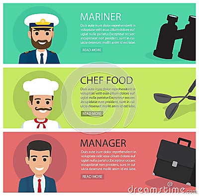 People Professions Fat Vector Web Banners Set Vector Illustration