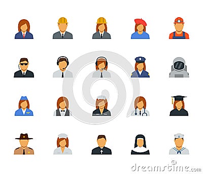 People professions and occupations icons in flat design Vector Illustration