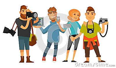 People professions photographer cameraman or journalist , IT manager vector flat isolated set Vector Illustration