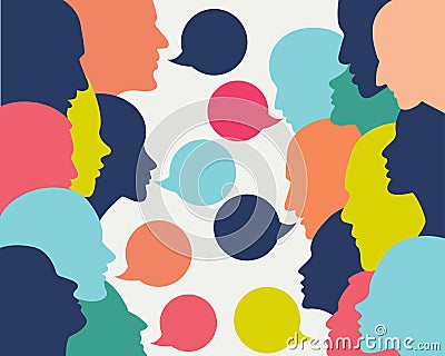 People profile heads in dialogue. Vector background Vector Illustration