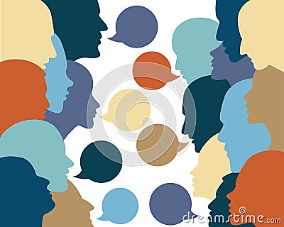 People profile heads in dialogue. Vector background Vector Illustration