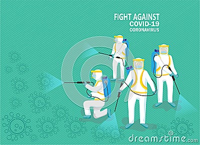 People in Protective Suit Vector Illustration