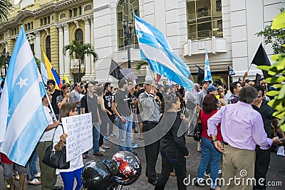People protesting against Ecuador Government Editorial Stock Photo