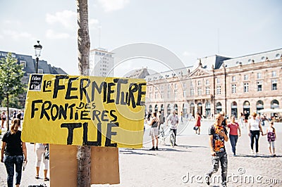 People protesting against immigration policy Editorial Stock Photo