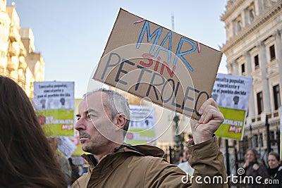 People protesting against offshore oil exploitation in Argentina Editorial Stock Photo