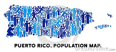 People Puerto Rico Map Vector Illustration