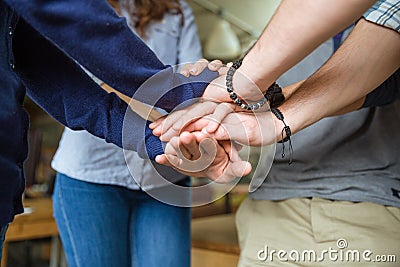 People put their hands together Stock Photo