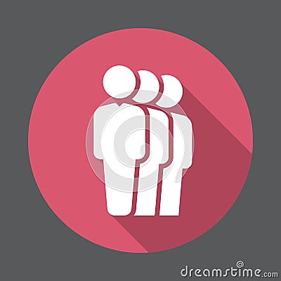 People queue flat icon. Round colorful button, circular vector sign with long shadow effect Vector Illustration