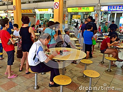 People queuing in hawker centre Editorial Stock Photo