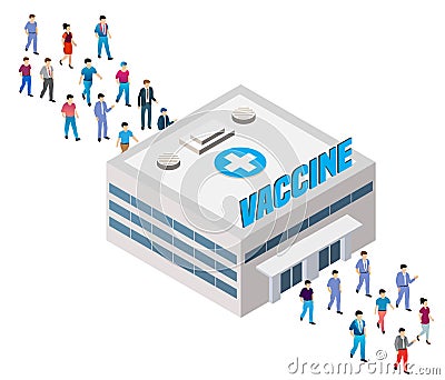 People queuing up for medicine vaccination injection of the epidemic Vector Illustration
