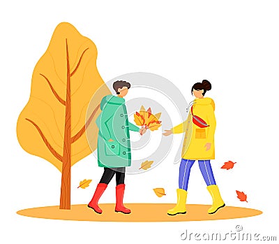 People in raincoats flat color vector faceless character Vector Illustration